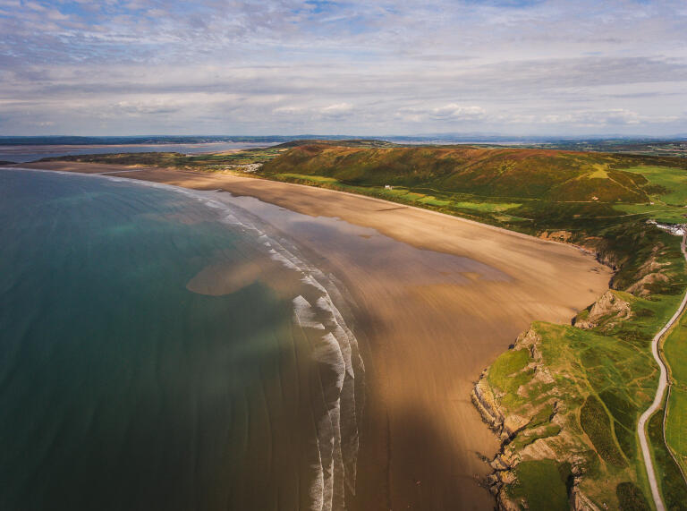 Rhossili Bay from above.