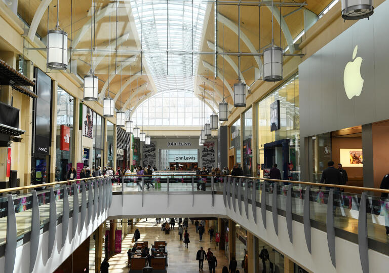 View of walkways on both floors of the shopping centre.