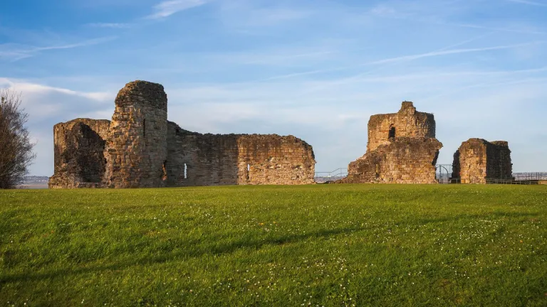 A ruined castle on a sunny day.