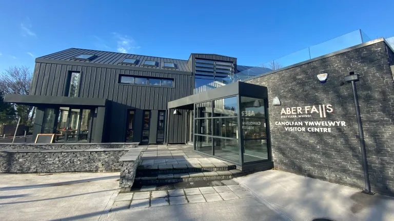 External shot of a distillery and visitor centre.
