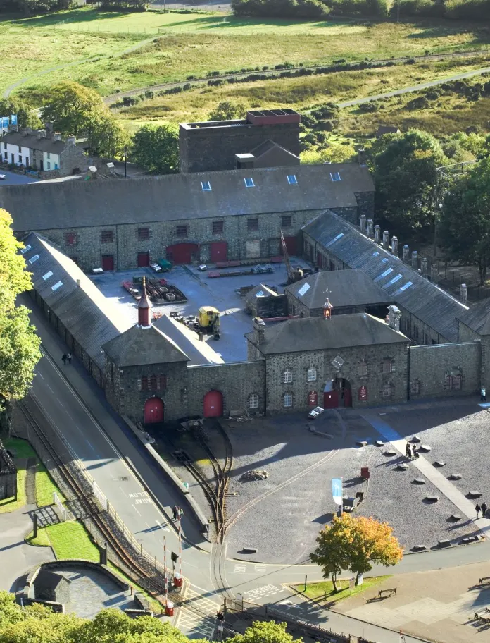 An aerial view of a slate museum.