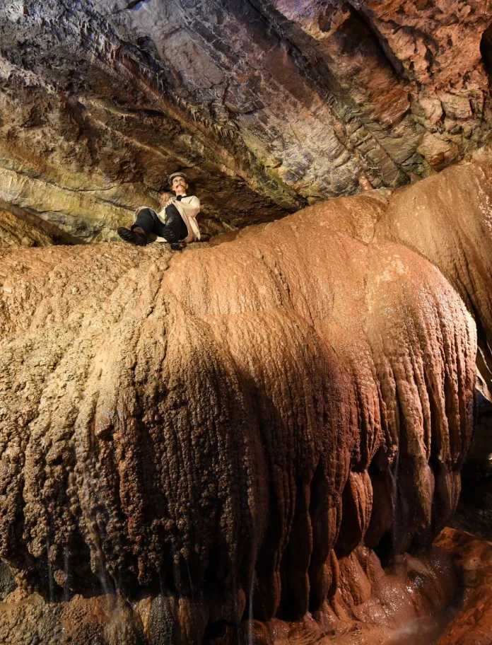Rock formation in an underground cave.
