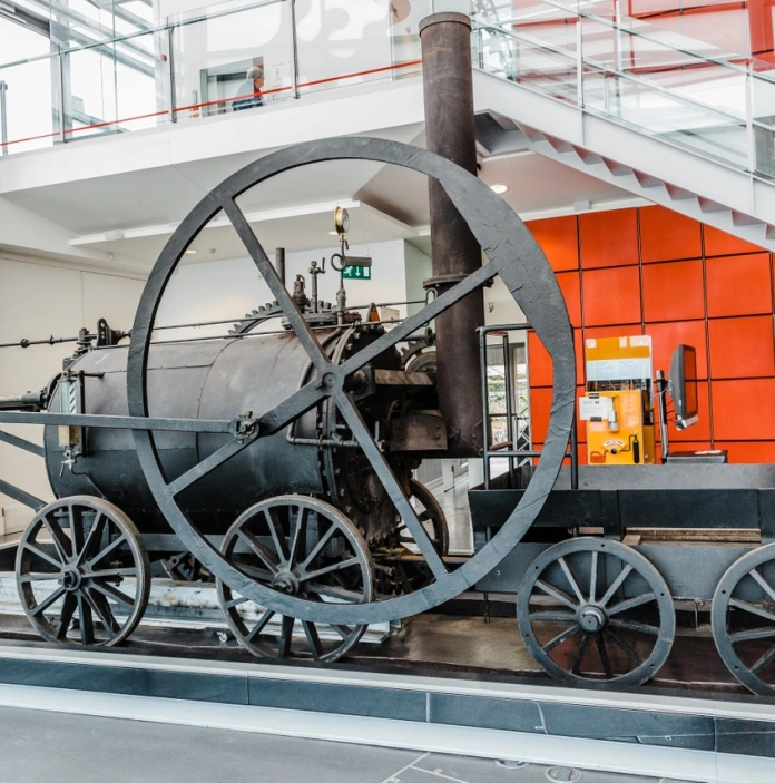 Coal wagon displayed at a museum.