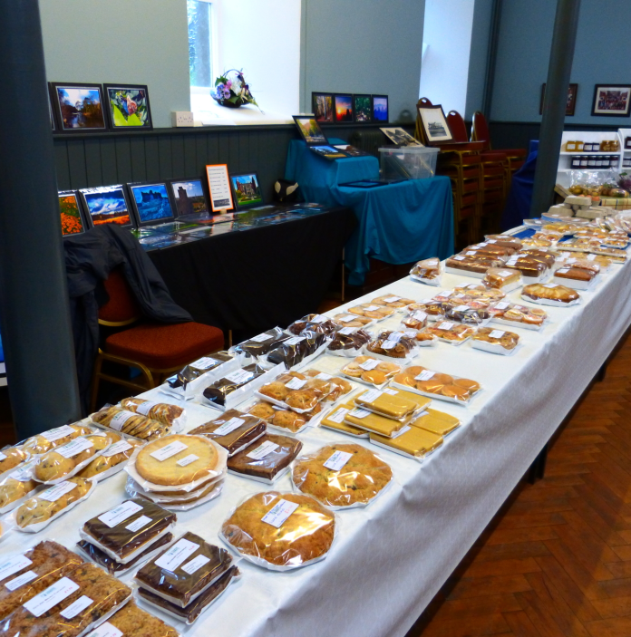 long table of baked produce
