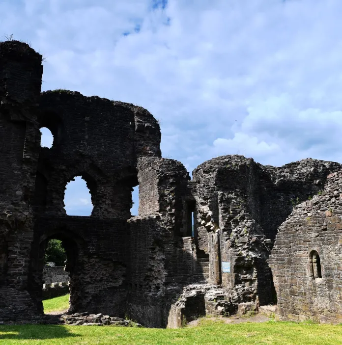 The ruins of a castle on a sunny day.
