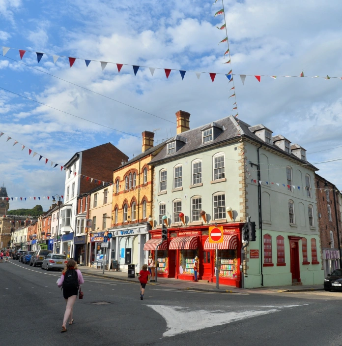 The high street in a market town.