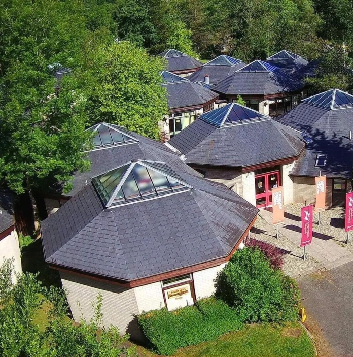 Aerial shot of buildings in a craft centre.