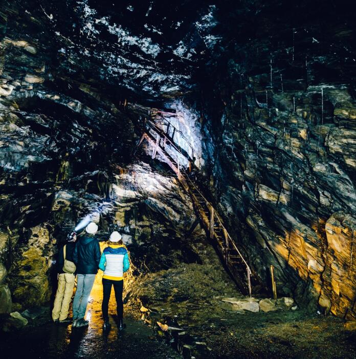 People in an underground cavern.