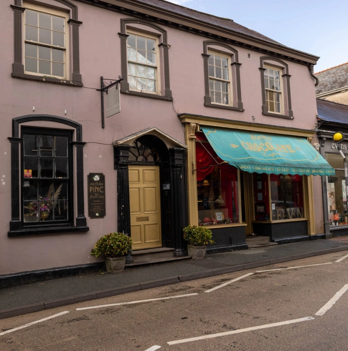 Shops in a high street.