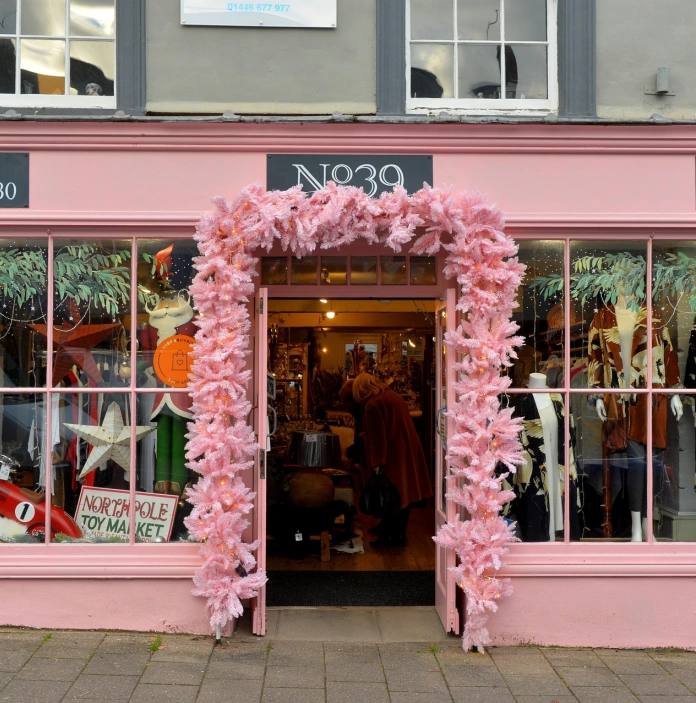 The frontage of a shop.