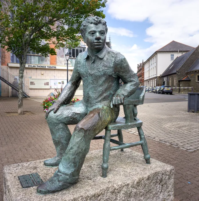A statue of Dylan Thomas.