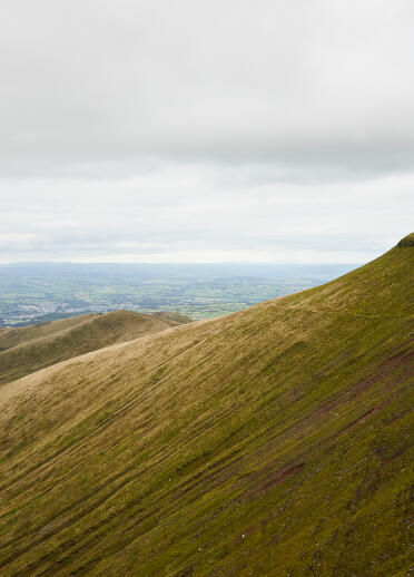 View of Pen y Fan mountain and other mountain peaks in the background