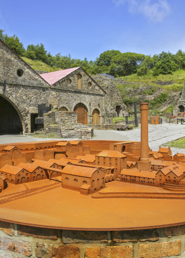 Iron sculpture of the site at Blaenavon Ironworks.