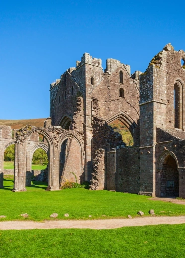 Ruins of an ancient priory on a beautiful day.