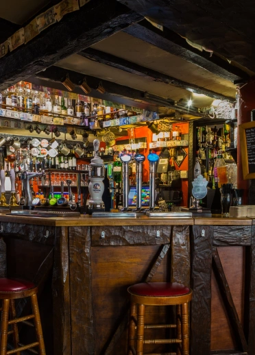 The wooded bar at an old pub.