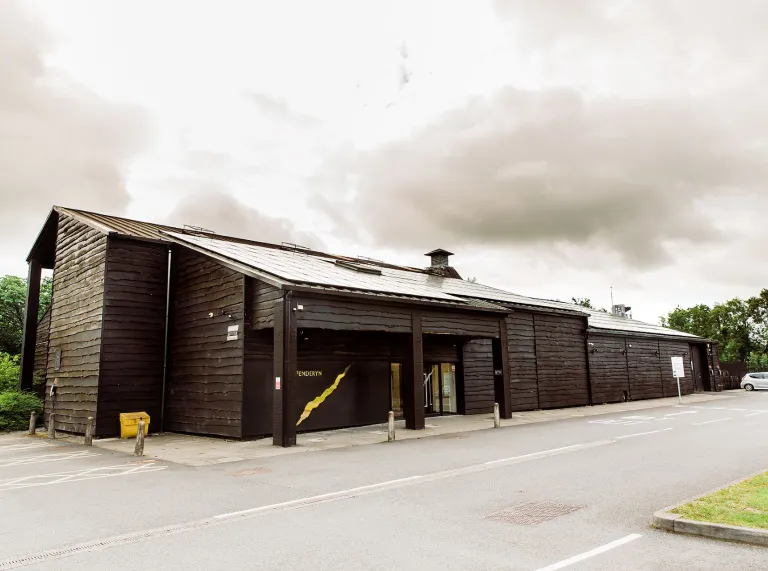 An external view of the building into Penderyn Distillery.