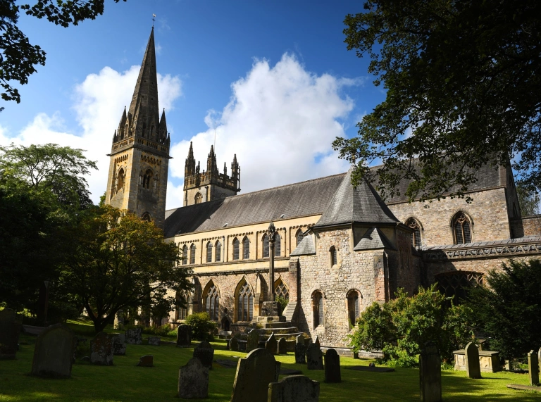 A cathedral on a sunny day.