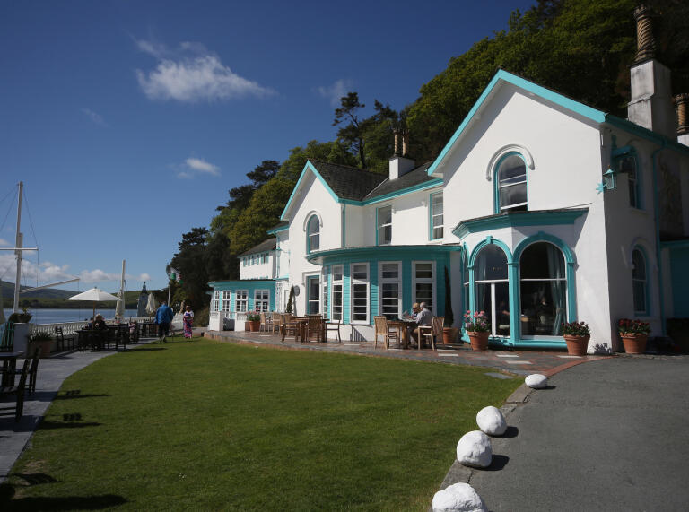 External view of Hotel Portmeirion on the Dwyryd Estuary.
