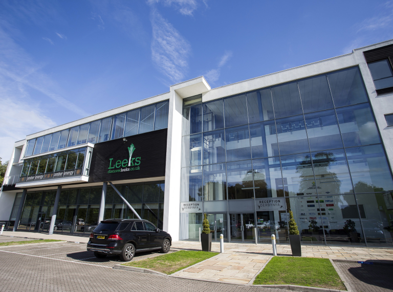 Outside view of the glass frontage of Glamorgan Cricket Club ground, Cardiff.