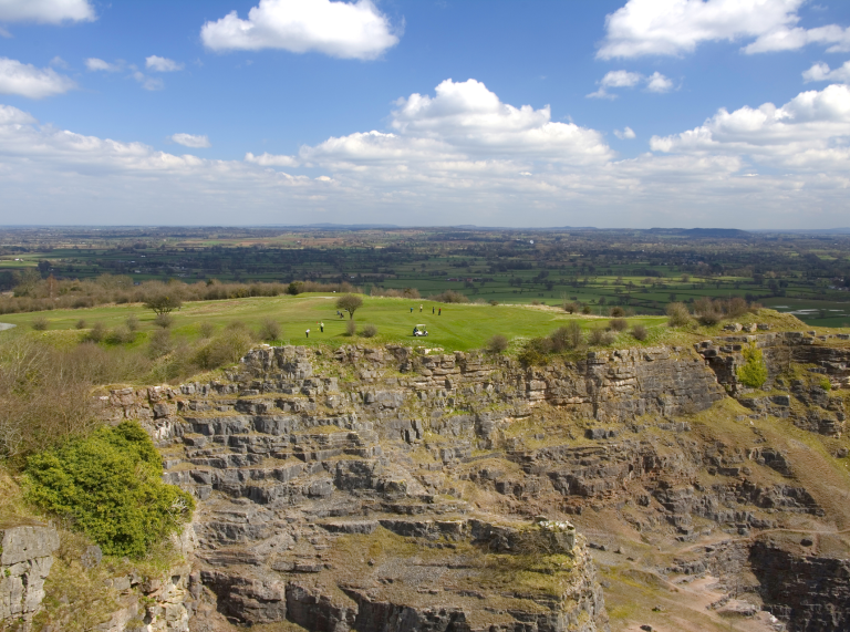 Dramatic cliff drop at Llanymynech Golf Club.