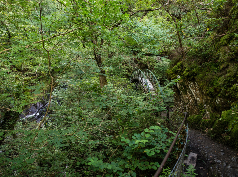 View approaching one of the three bridges at Devil's Bridge.