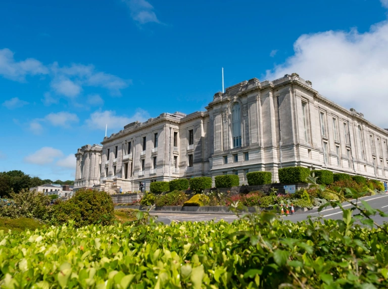 Outside view of the National Library of Wales.
