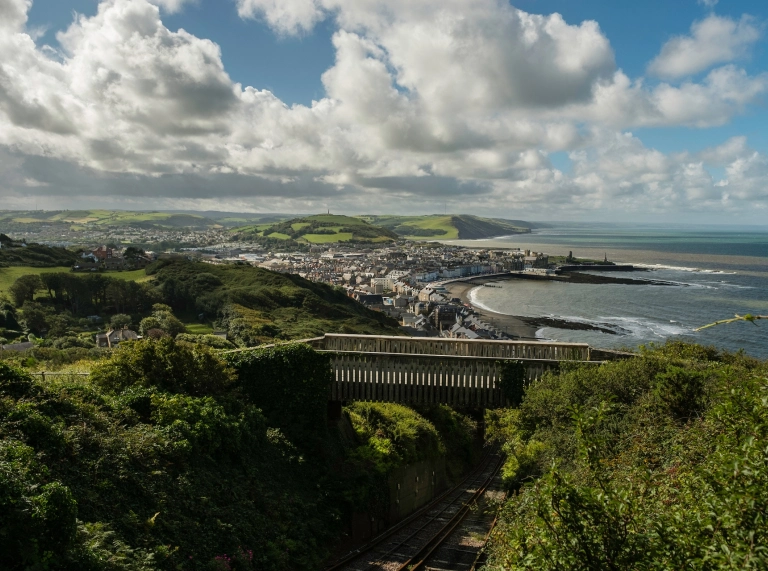 Views of Aberystwyth bay from the Cliff top railway.