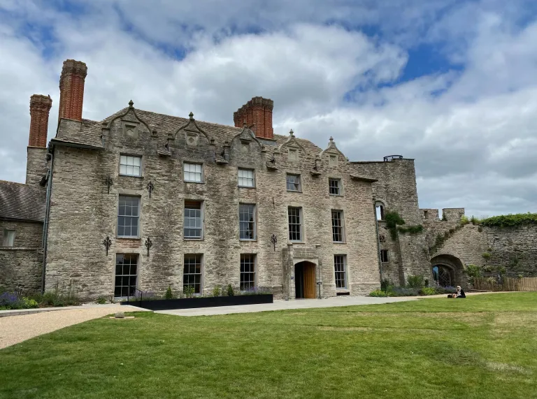 Exterior shot of an historic restored castle.
