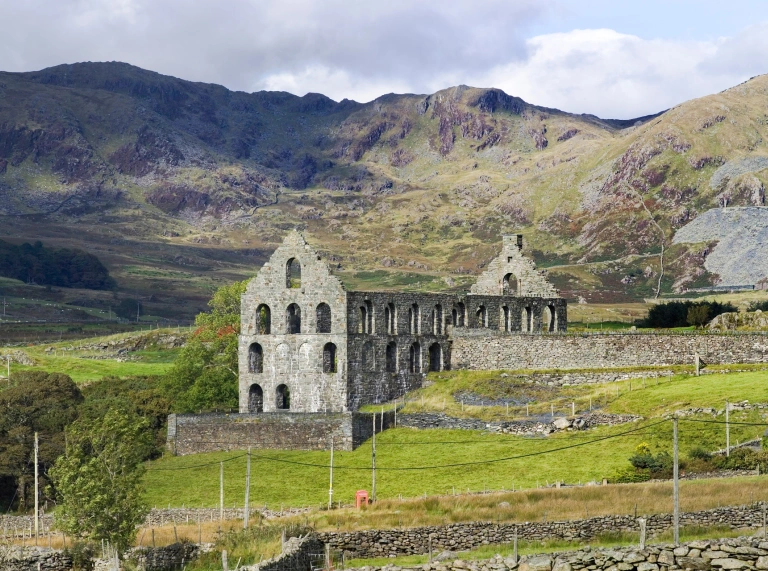 Ruins of a former slate mill.