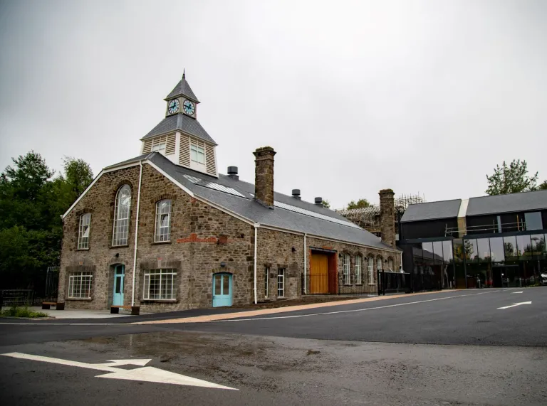 External shot of a whisky distillery.