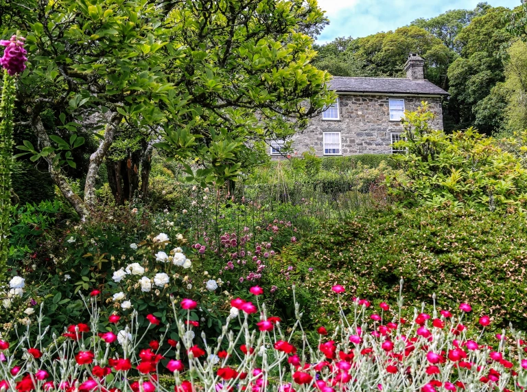 Garden in front of the house at a National Trust property.