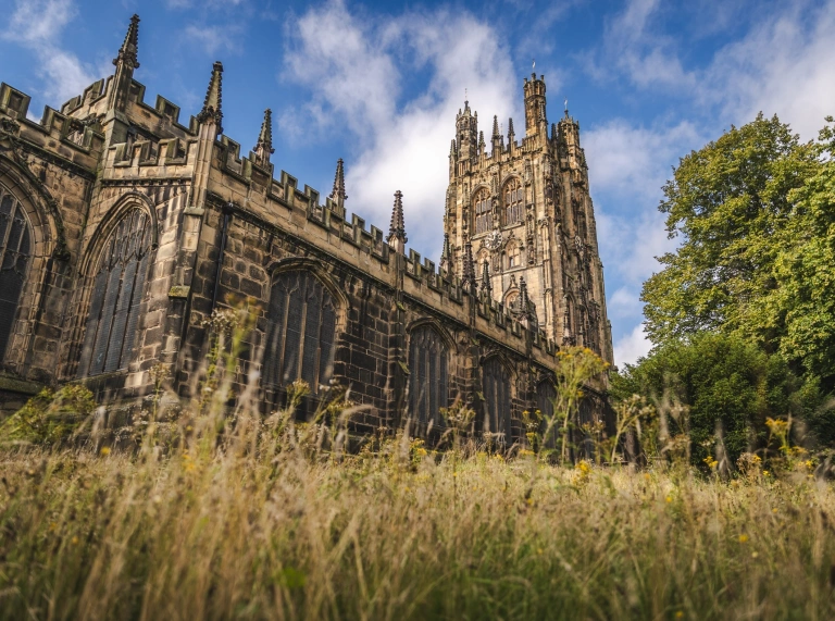 External shot of a gothic church.