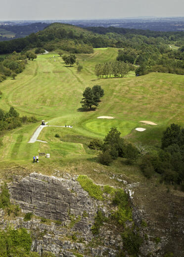Aeriel view of Llanymynech Golf Course.