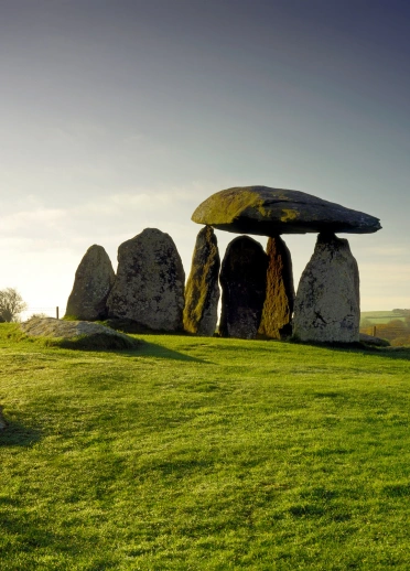 Neolithic ancient stones in a field.