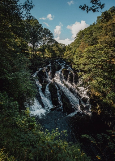 A waterfall from a viewing point.