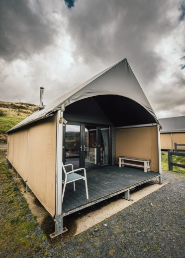 External shot of a glamping tent.
