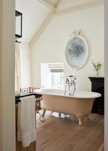 A bathroom suite in a hotel.