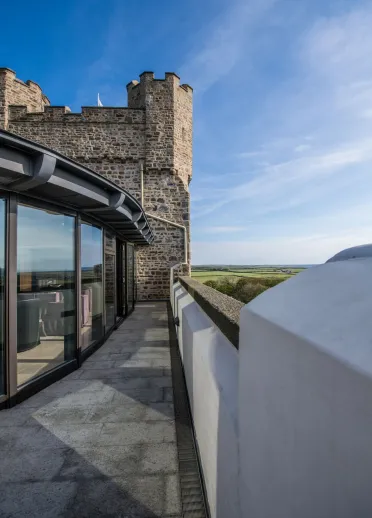 Exterior view of a castle hotel.