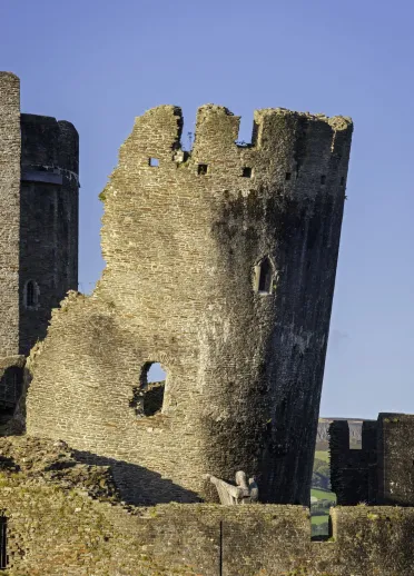 The leaning tower in a medieval castle.