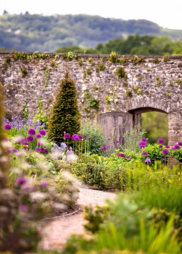 A walled garden with a little doorway.