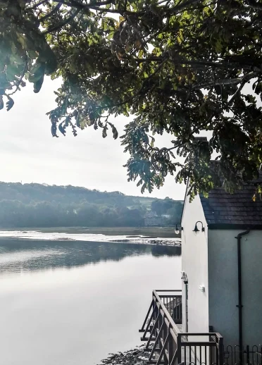 Edge of boathouse overlooking the water.