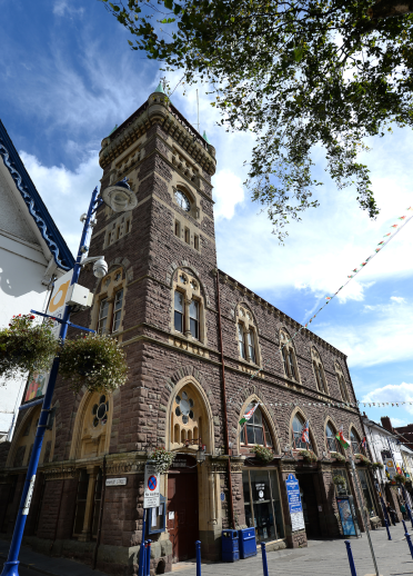An external shot of the Market Hall, home to Abergavenny market.