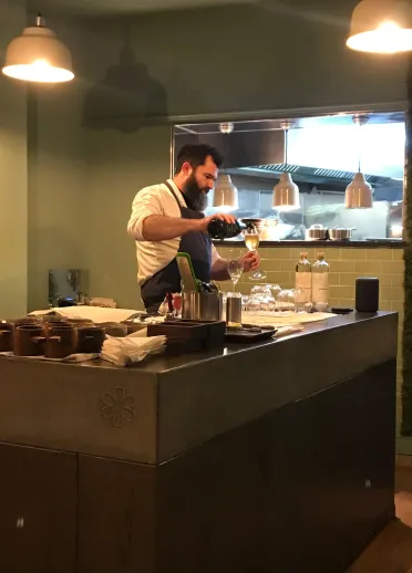 Chef making food at Sosban and the Old Butchers.
