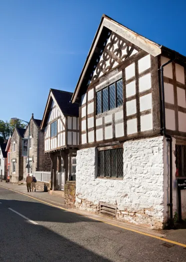 Exterior of the medieval timber and stone townhouse, Nantclwyd y Dre, Ruthin.