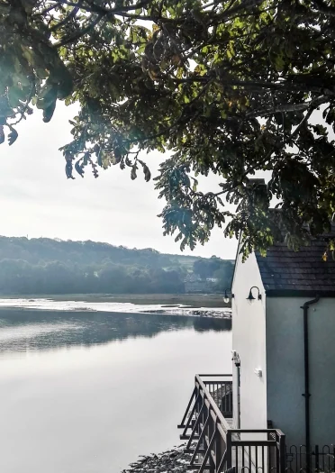 Edge of boathouse overlooking the water.