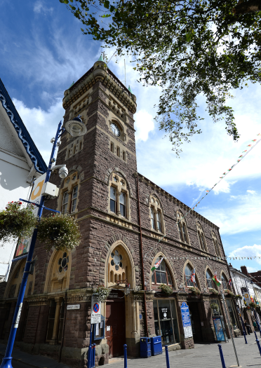 An external shot of the Market Hall, home to Abergavenny market.