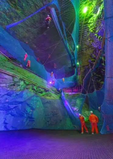 Underground trampoline park in caves