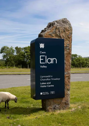 Welcome to Elan Valley sign at the entrance.
