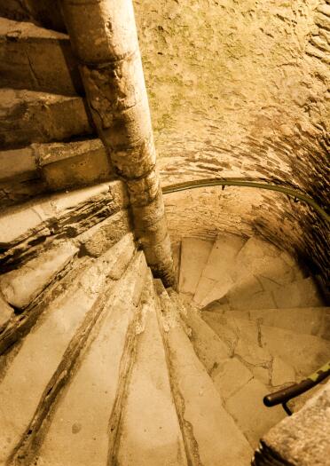 Spiral stairs in a tower of a castle.