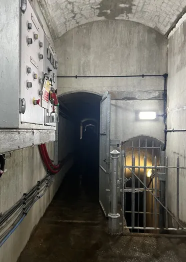 The start of a tunnel inside a dam.